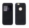 Apple iPhone 6 Plus/ iPhone 6s Plus - Remax Kingdian Leather Book Case S-View with Function Swipe to Unlock Black RM2-021-BLK